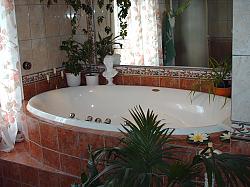 Enjoy bubblebath and steam shower in our large, tiled bathroom.